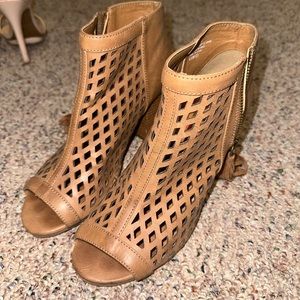 Brown jelly pop size 8.5 open bootie with peep toe